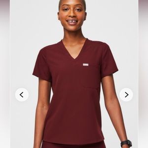 Figs Catarina Scrub Top in Burgundy